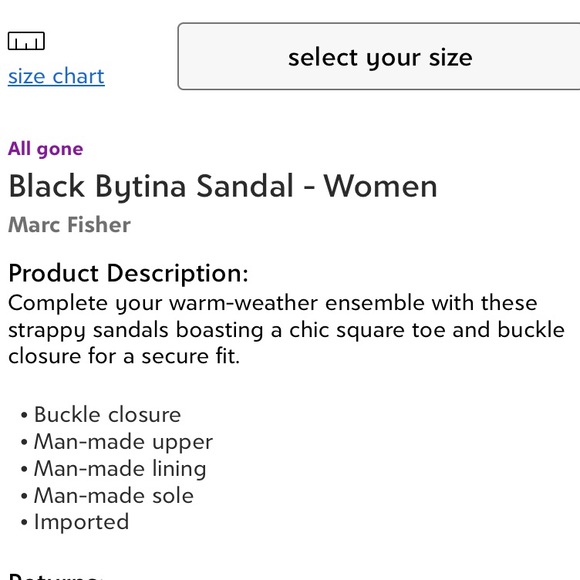 Marc Fisher Black Bytina Sandals Square Toe, Flat sole & Buckle Closure Size 9.5 - Picture 7 of 7